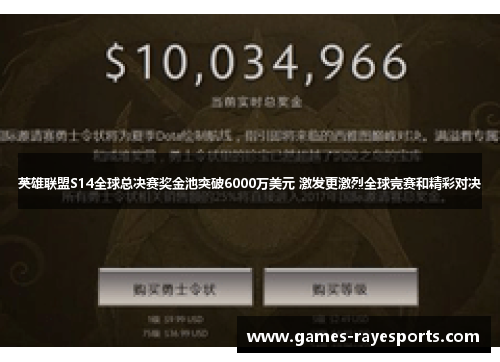 英雄联盟S14全球总决赛奖金池突破6000万美元 激发更激烈全球竞赛和精彩对决
